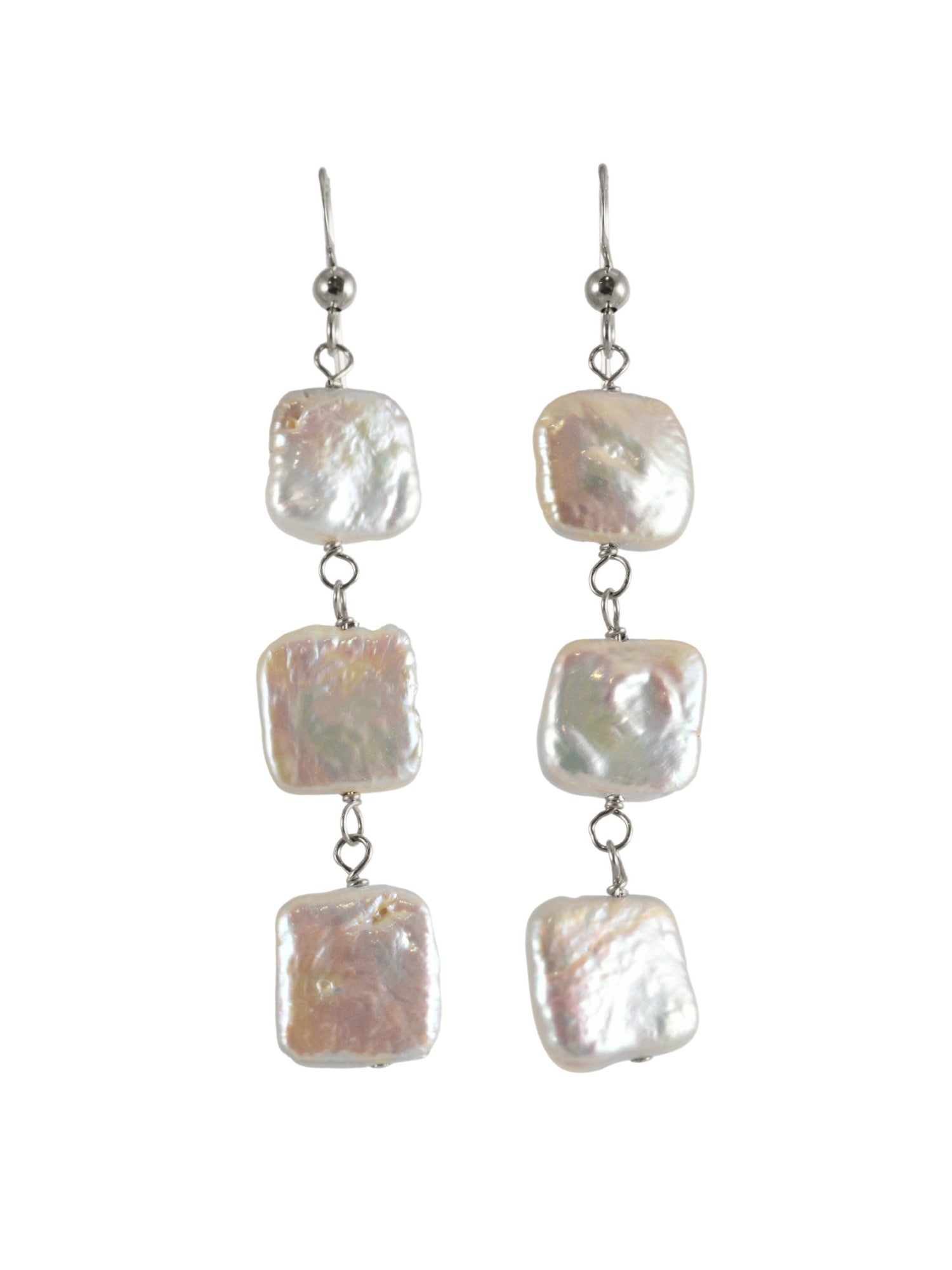 Senna Square Pearl Earrings in White