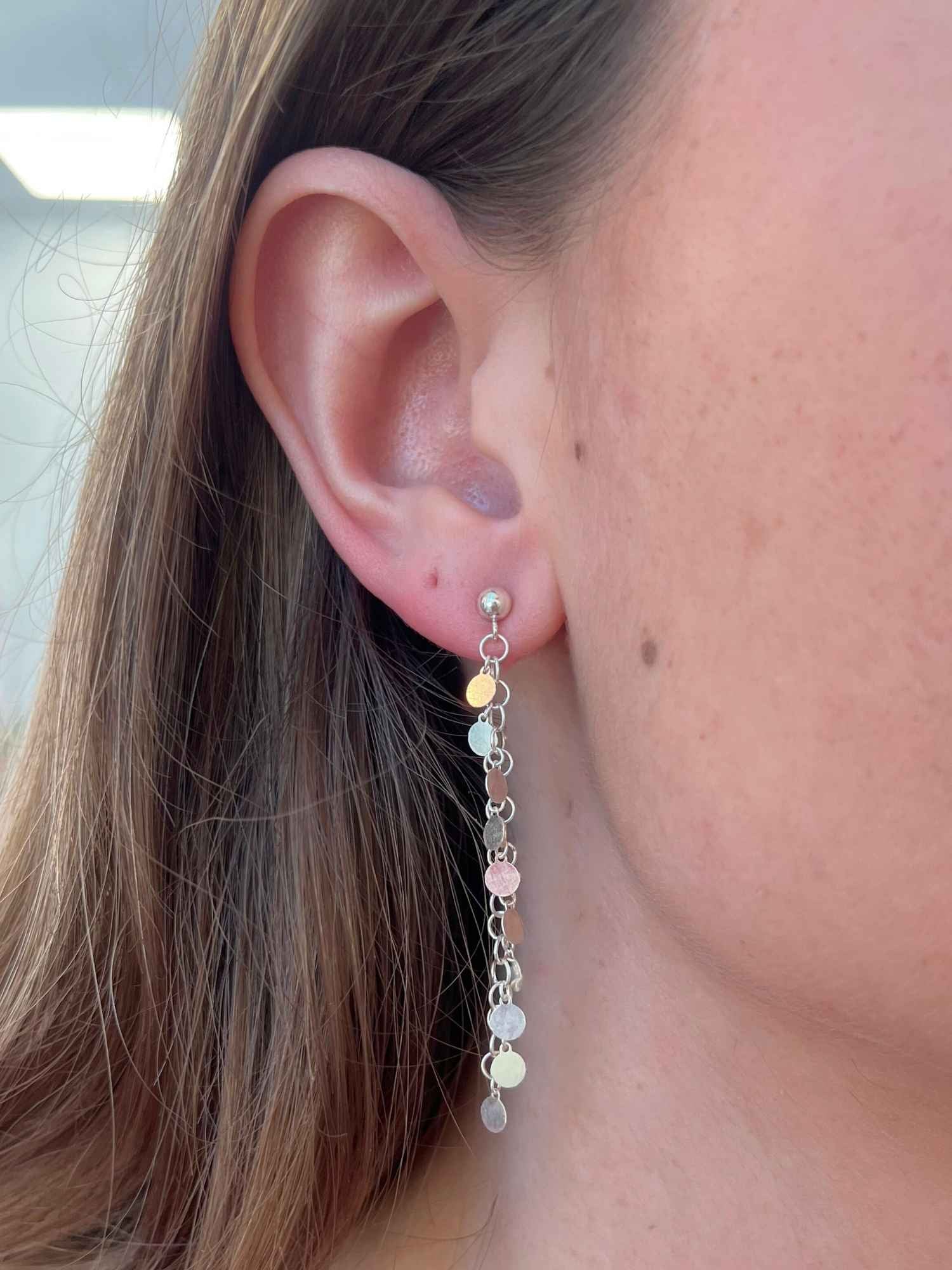 Shimmer Chain Long Earrings