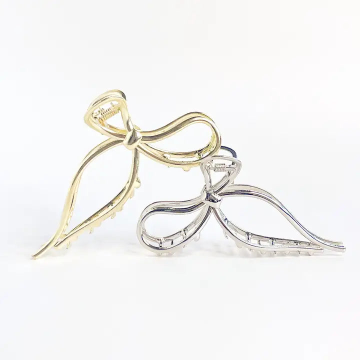 Silver Bridget Bow Claw Clip 