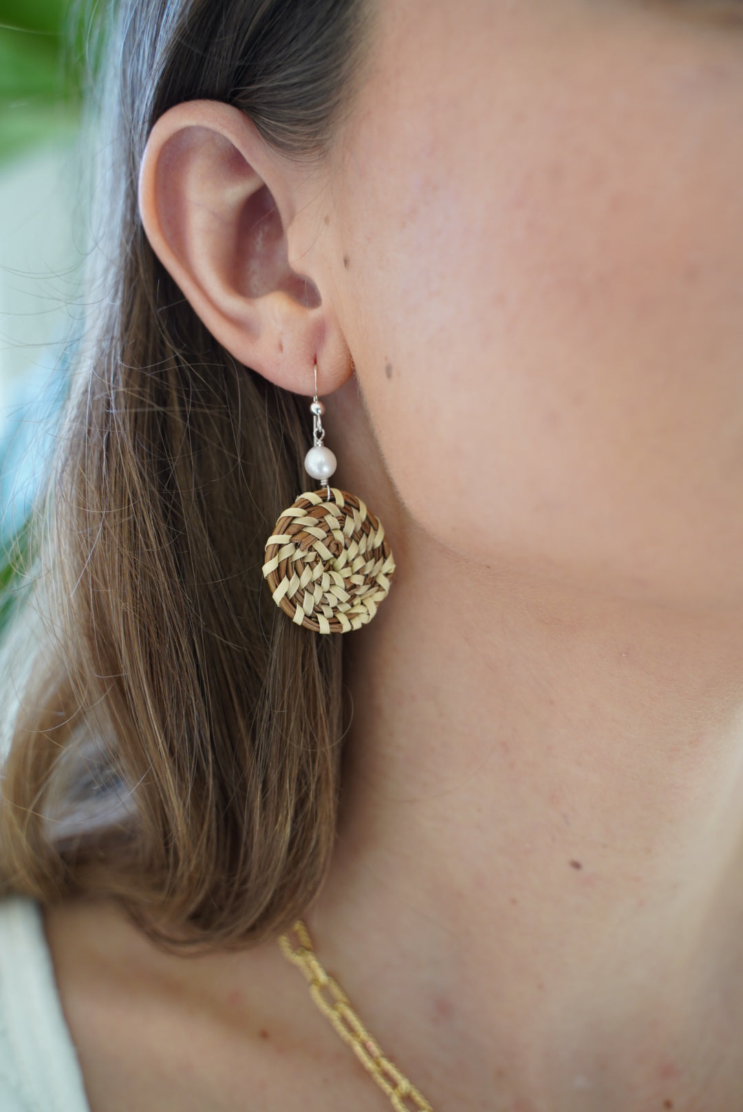 Small Sweetgrass Earrings in Pearl 