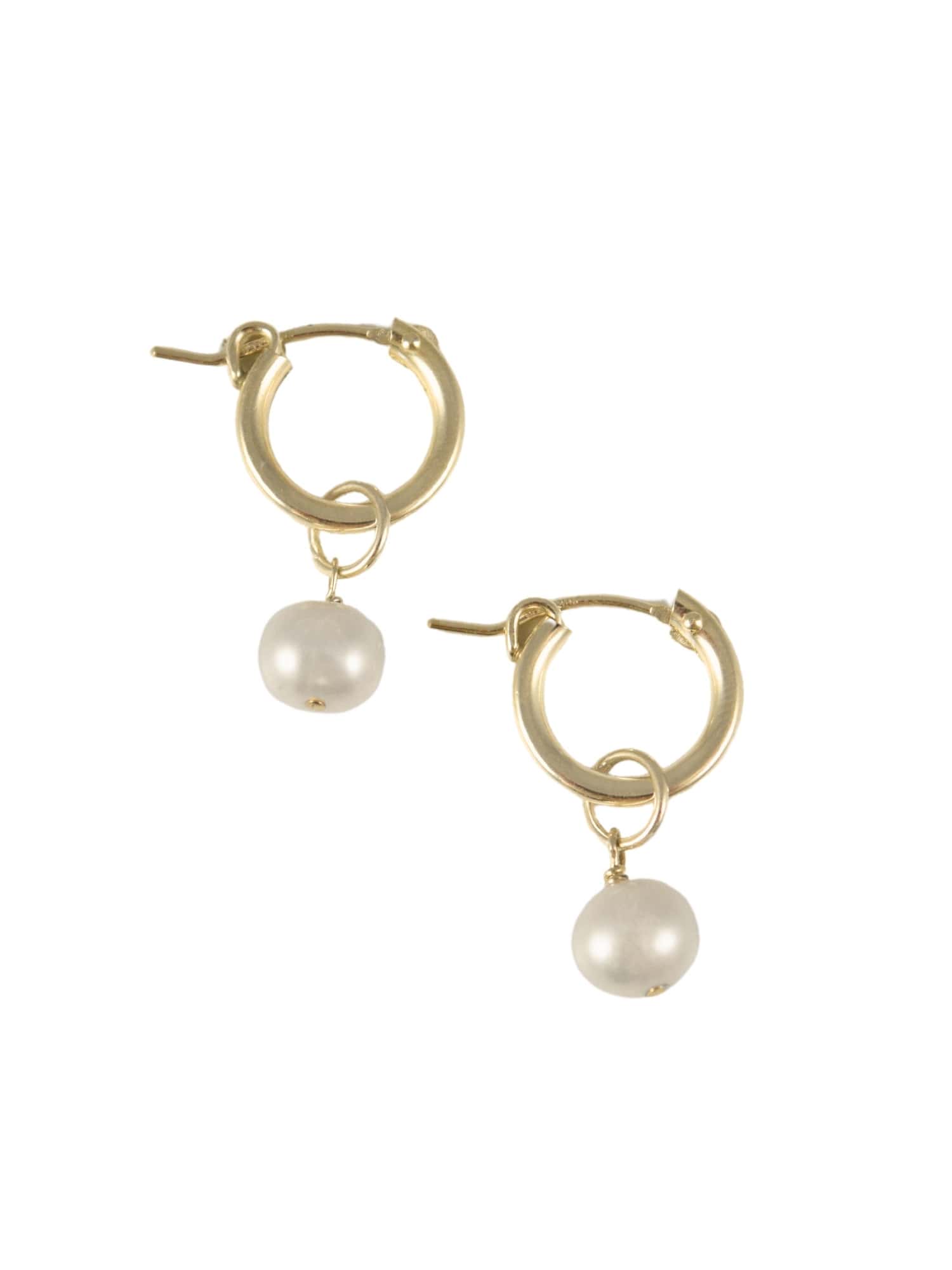 Mini Pearl Charms on gold filled huggie hoops