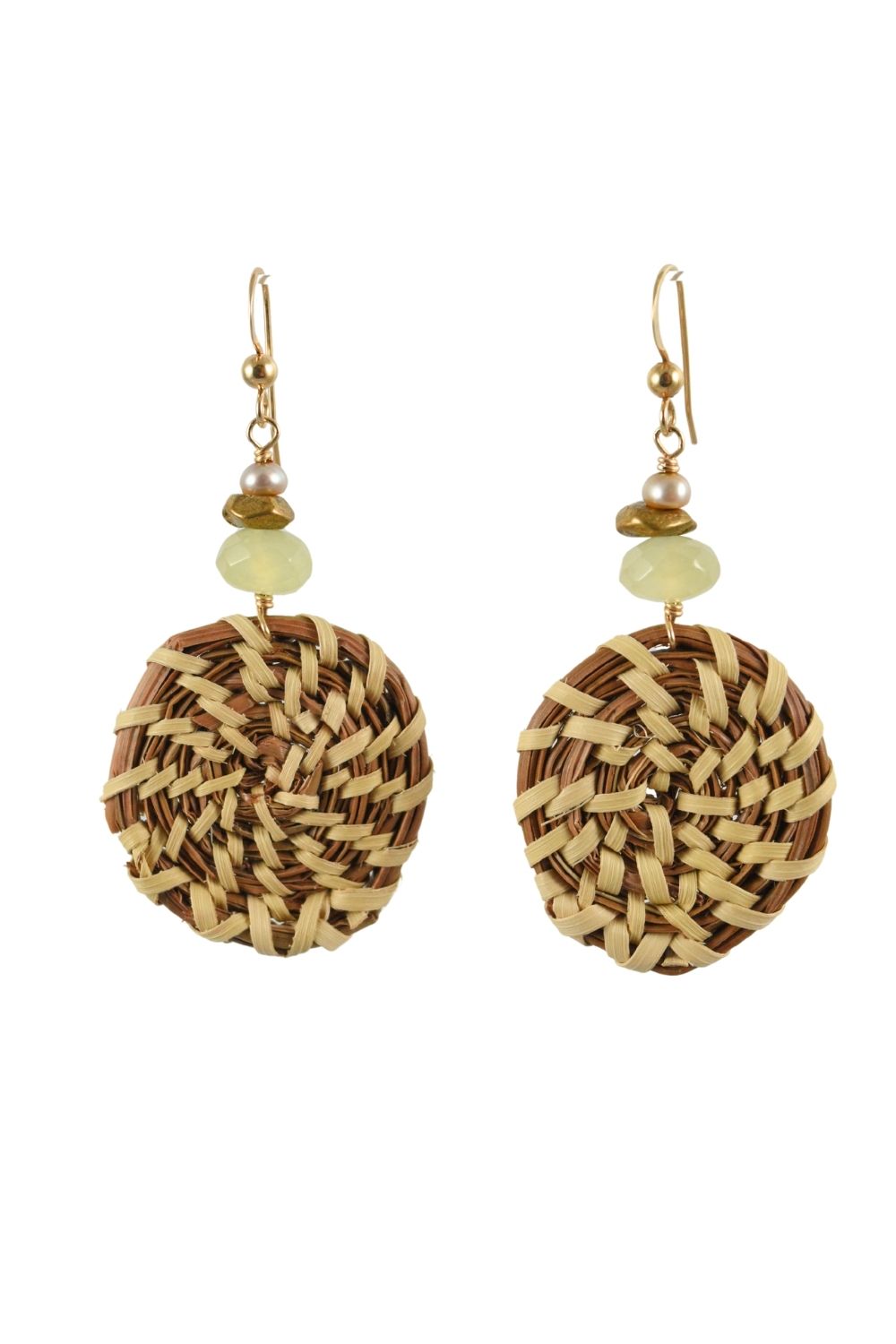 Small Sweetgrass Earrings in Green Jade