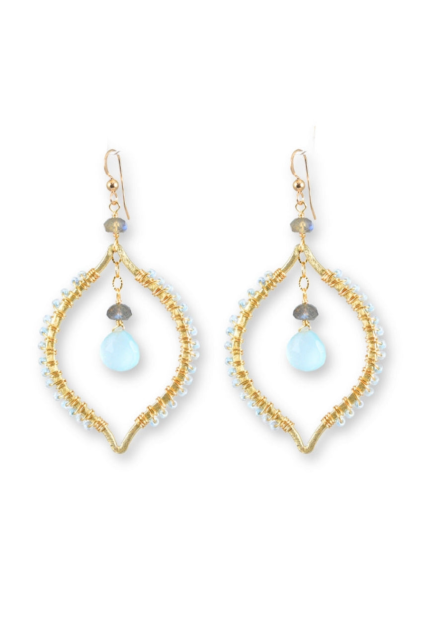 Solstice Earrings in Blue Chalcedony