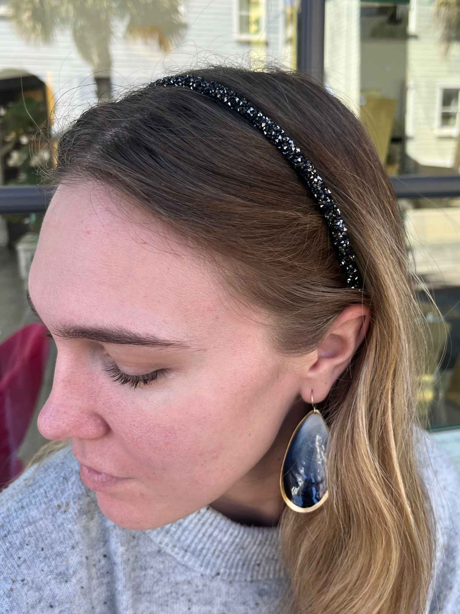 Sparkly Rhinestone Headband in Black 