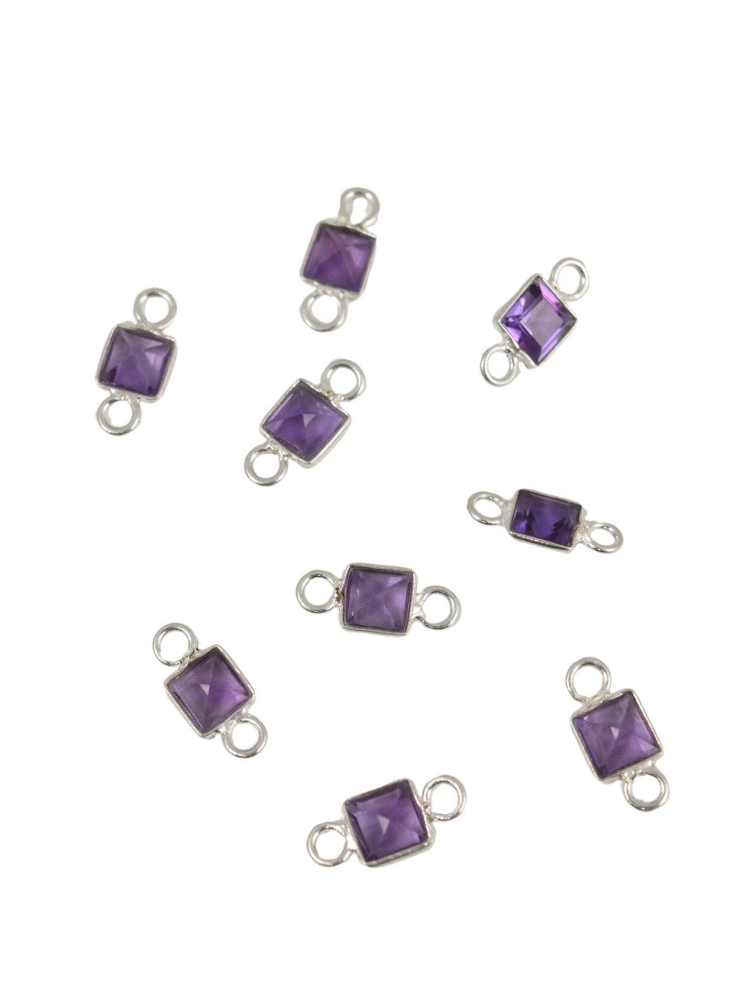 Sterling Square Gemstone Charm