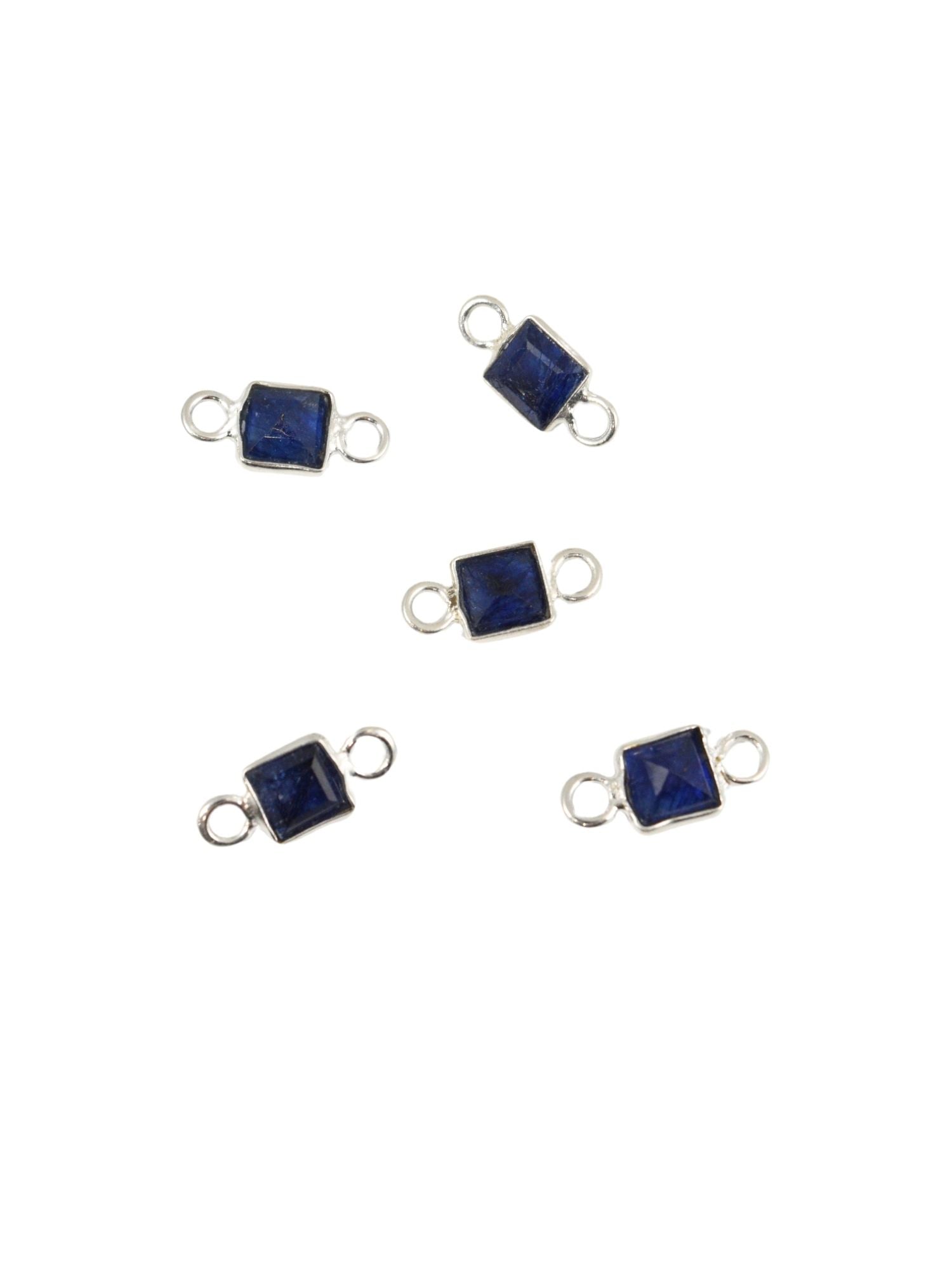 Sterling Square Gemstone Charm