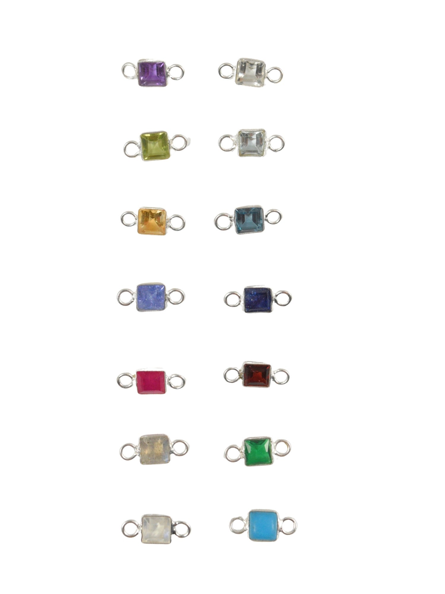 Sterling Square Gemstone Charm