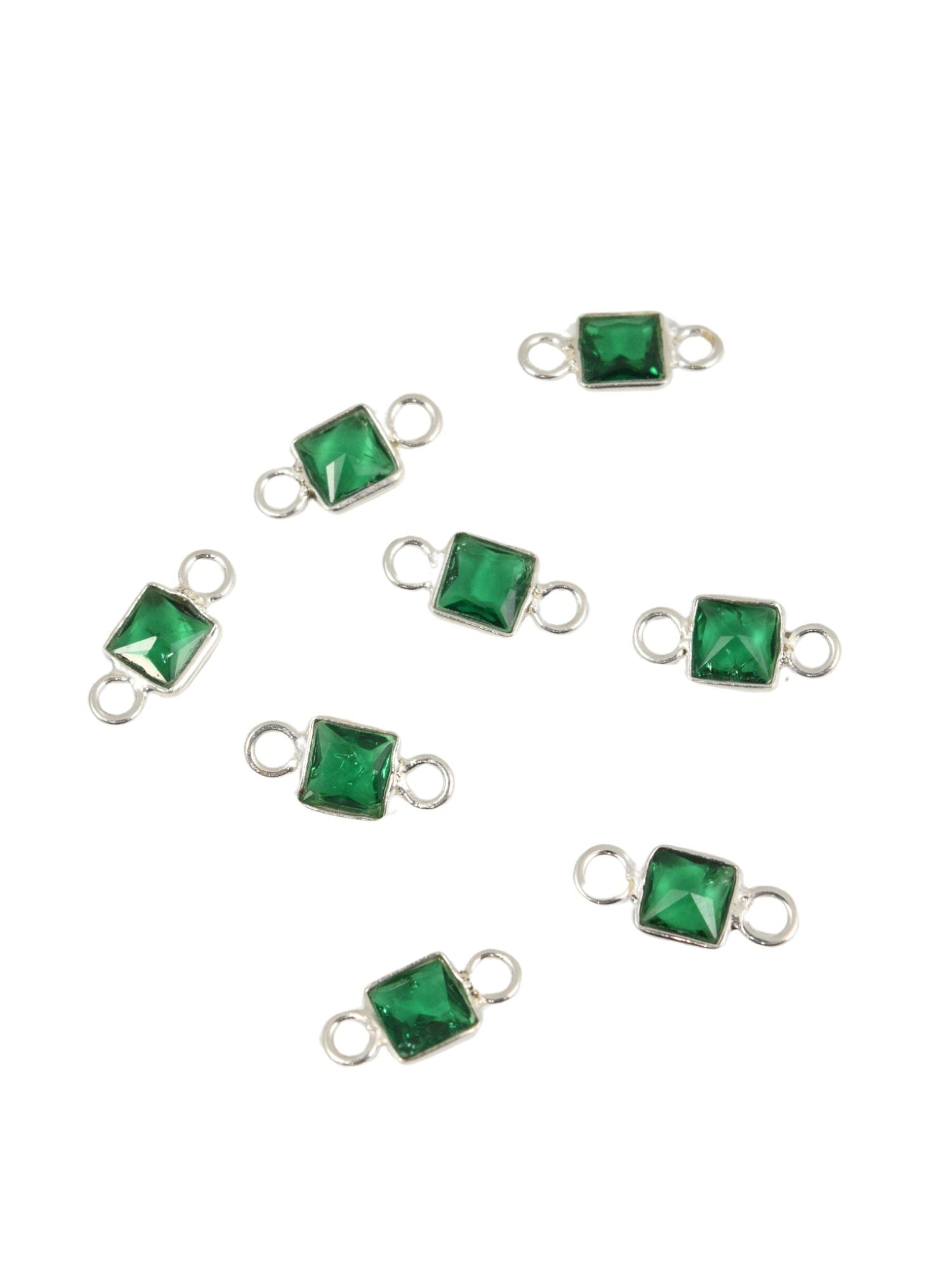 Sterling Square Gemstone Charm