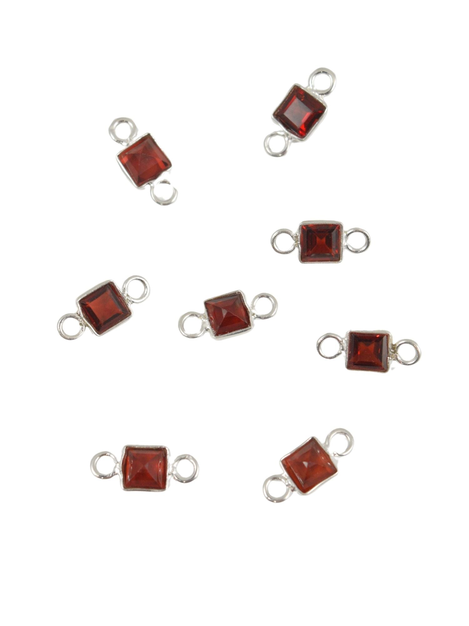 Sterling Square Gemstone Charm