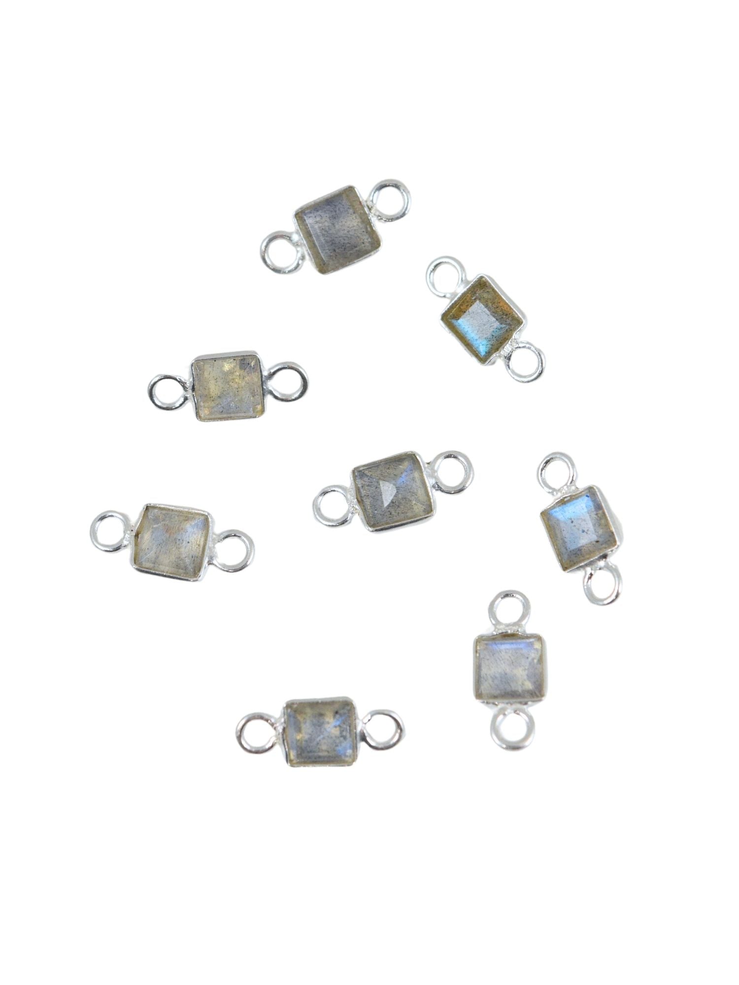 Sterling Square Gemstone Charm