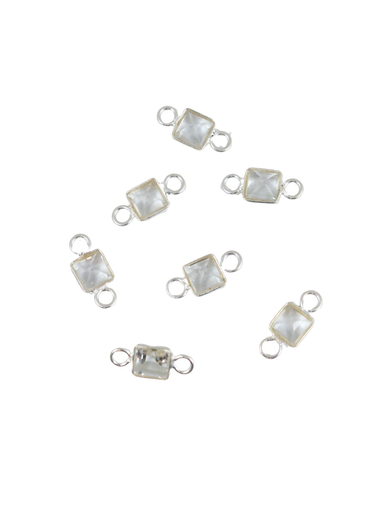 Sterling Square Gemstone Charm