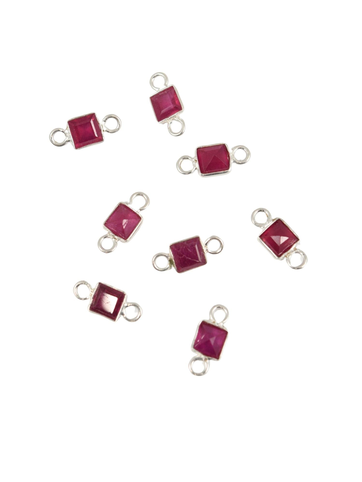 Sterling Square Gemstone Charm