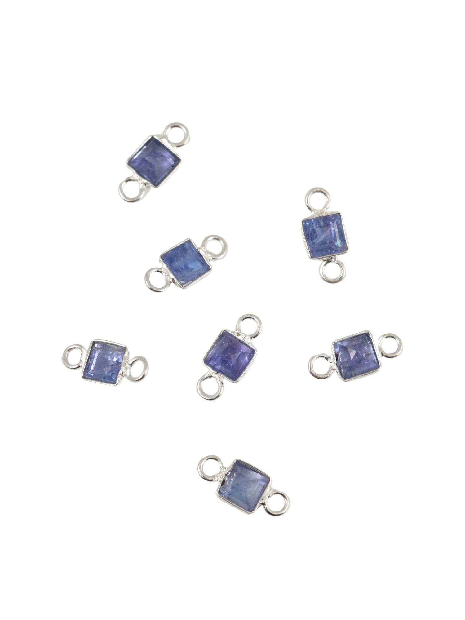 Sterling Square Gemstone Charm