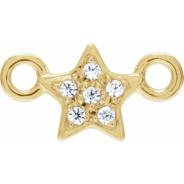 Star 14kt gold charm for Permanent Jewelry with pave diamonds