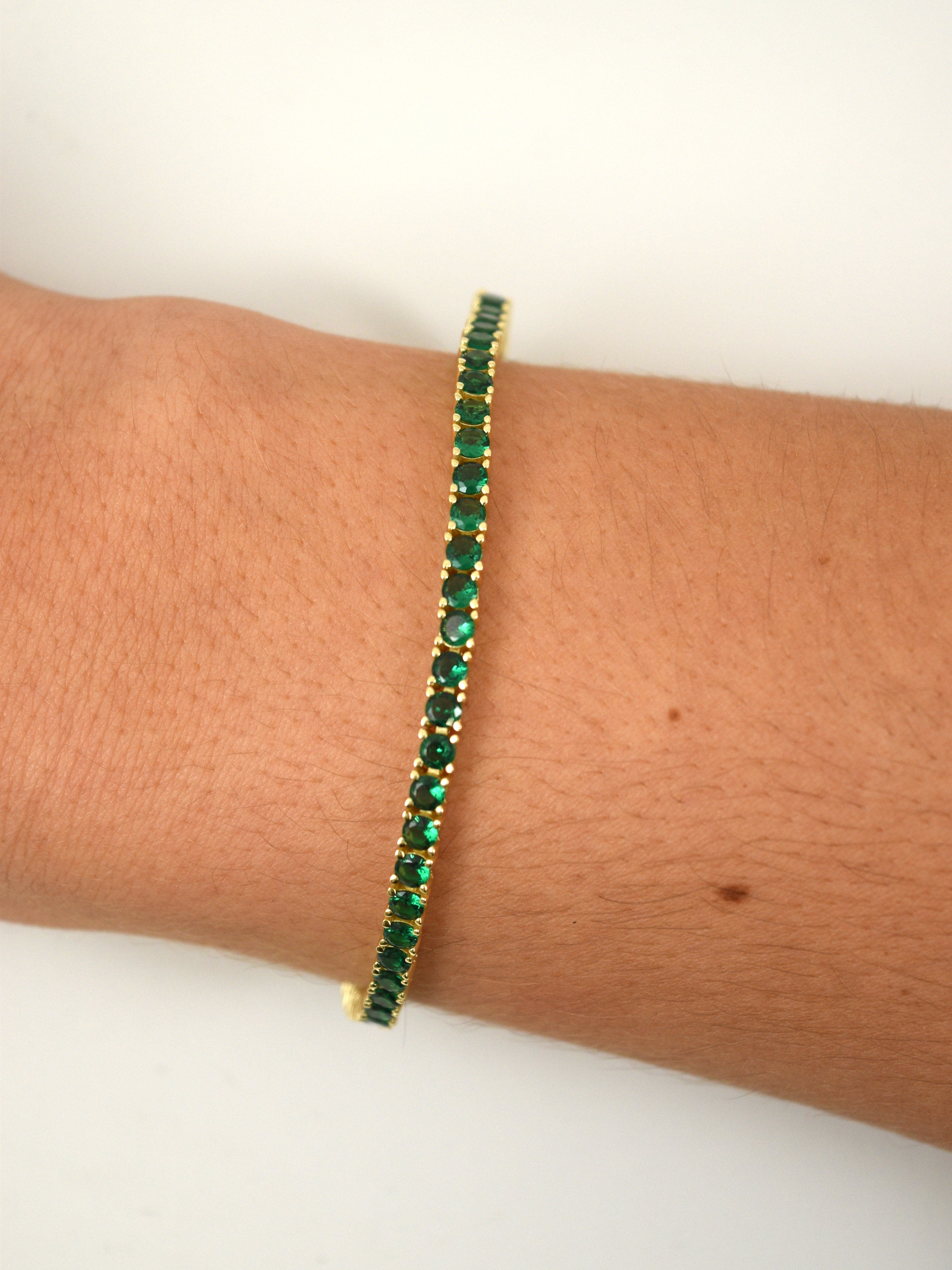 Starla Tennis Bracelet in Green Crystals