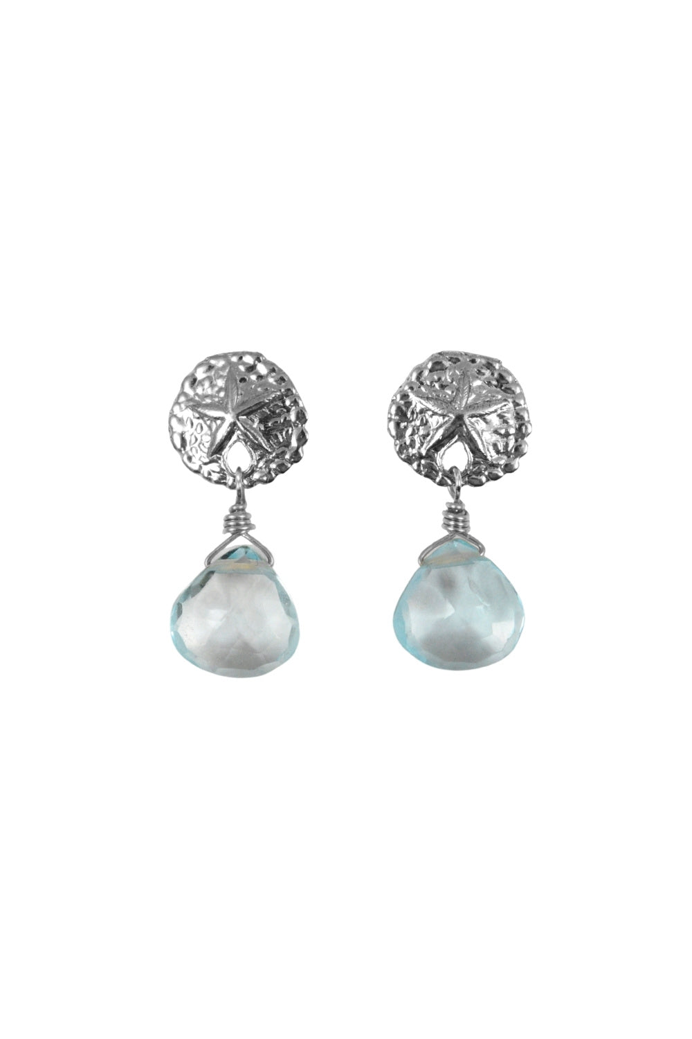 Sullivan Sand Dollar Posts in Aquamarine