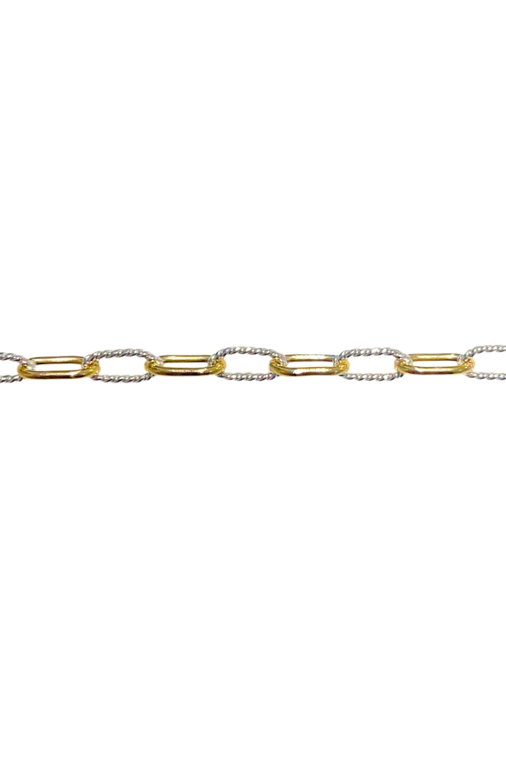Sullivan Mixed Metal Chain featuring twisted silver links on white background