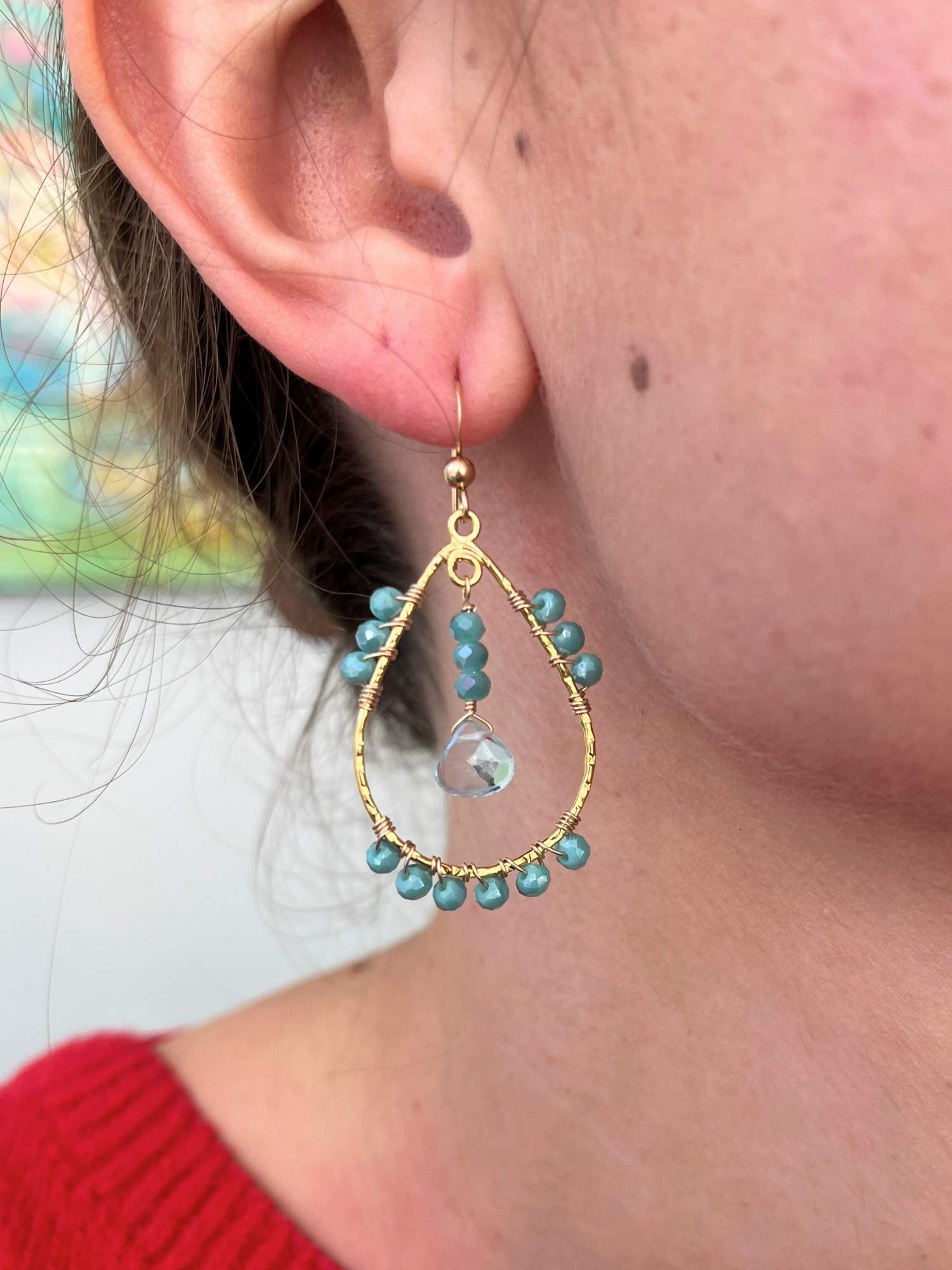 Taryn Teardrop earrings in blue topaz