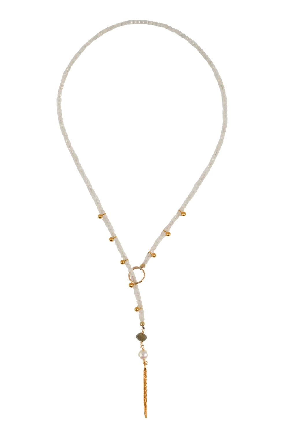 Thread The Needle Necklace in Rose Quartz