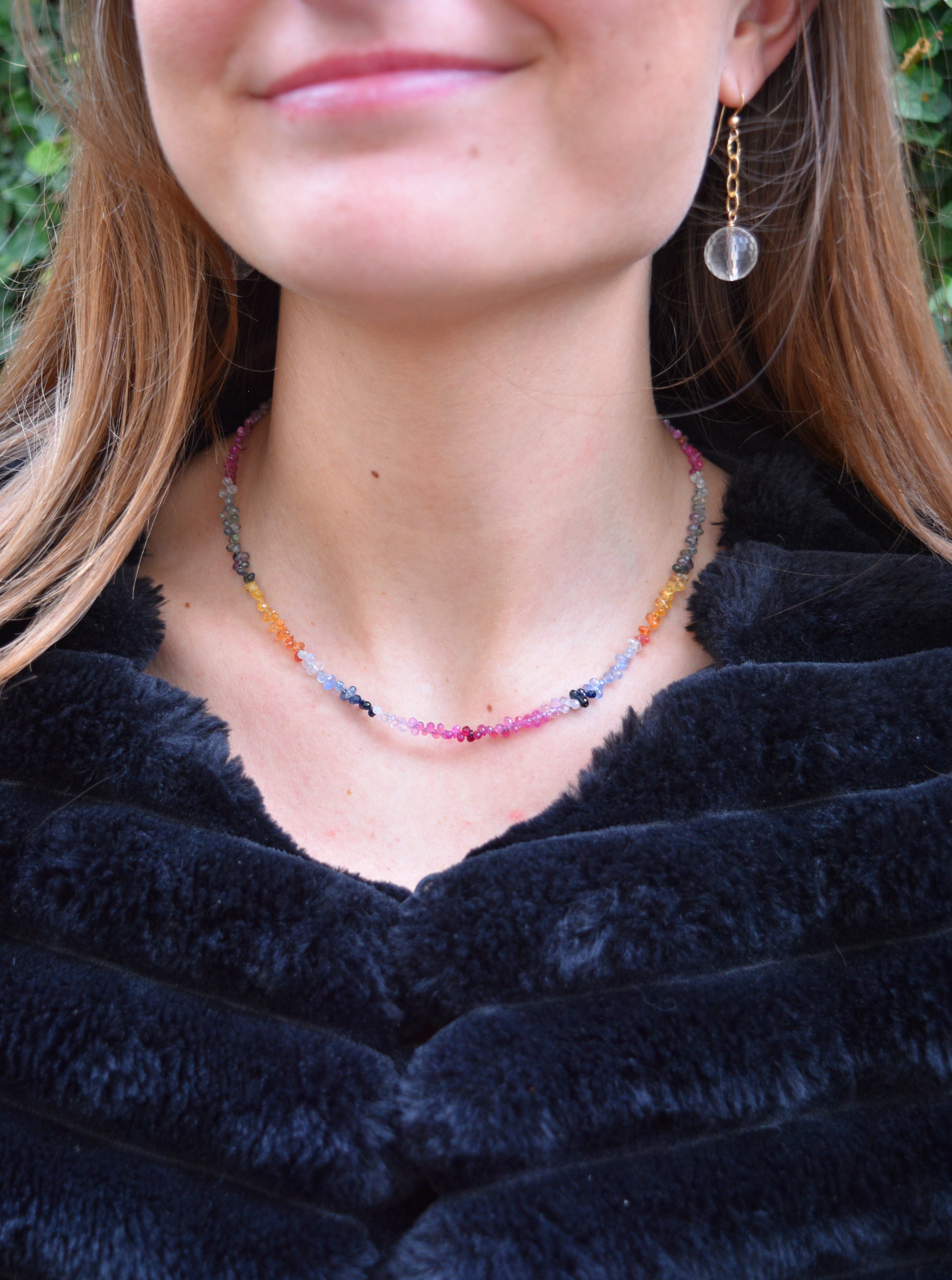 Summer Rain Necklace in Rainbow Sapphire