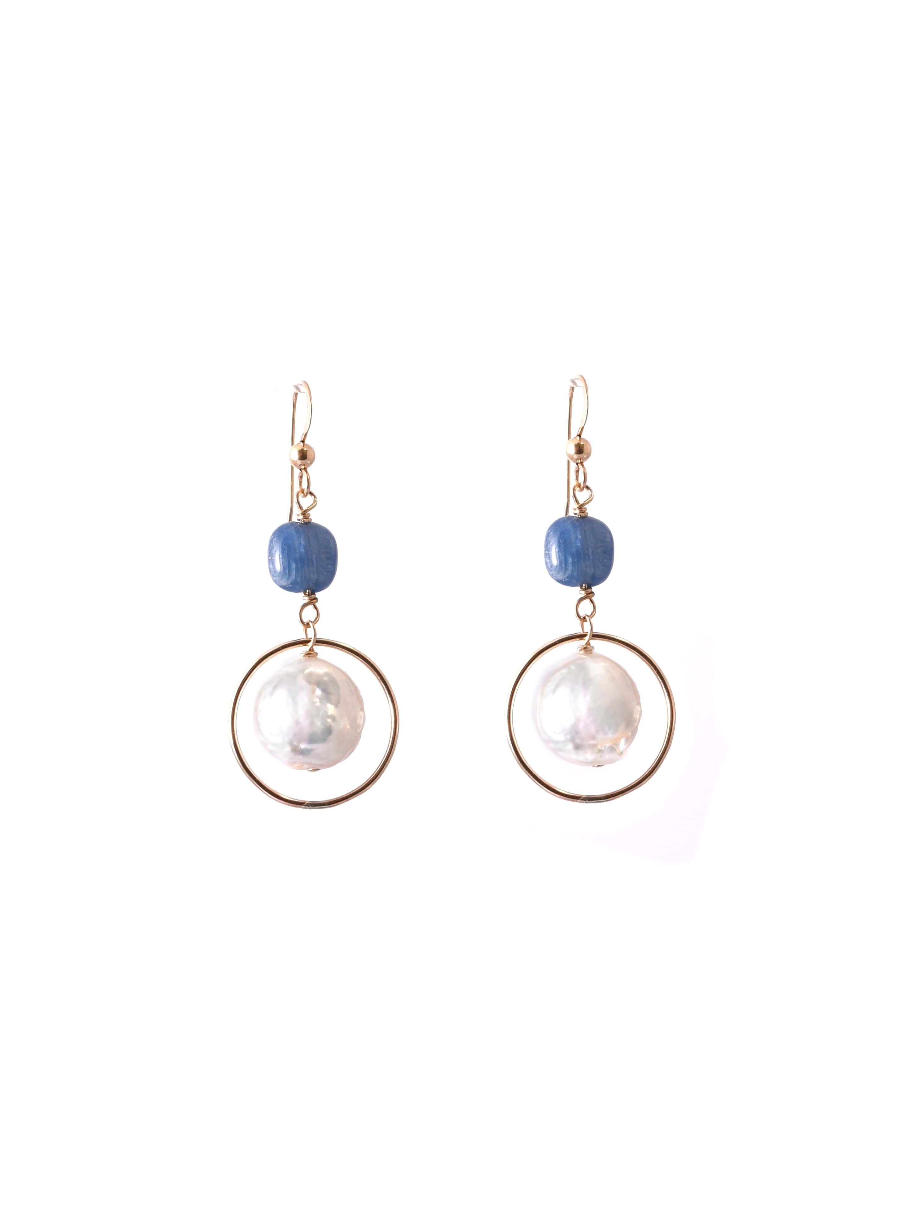 Deidre Hoop Earrings in White Pearl