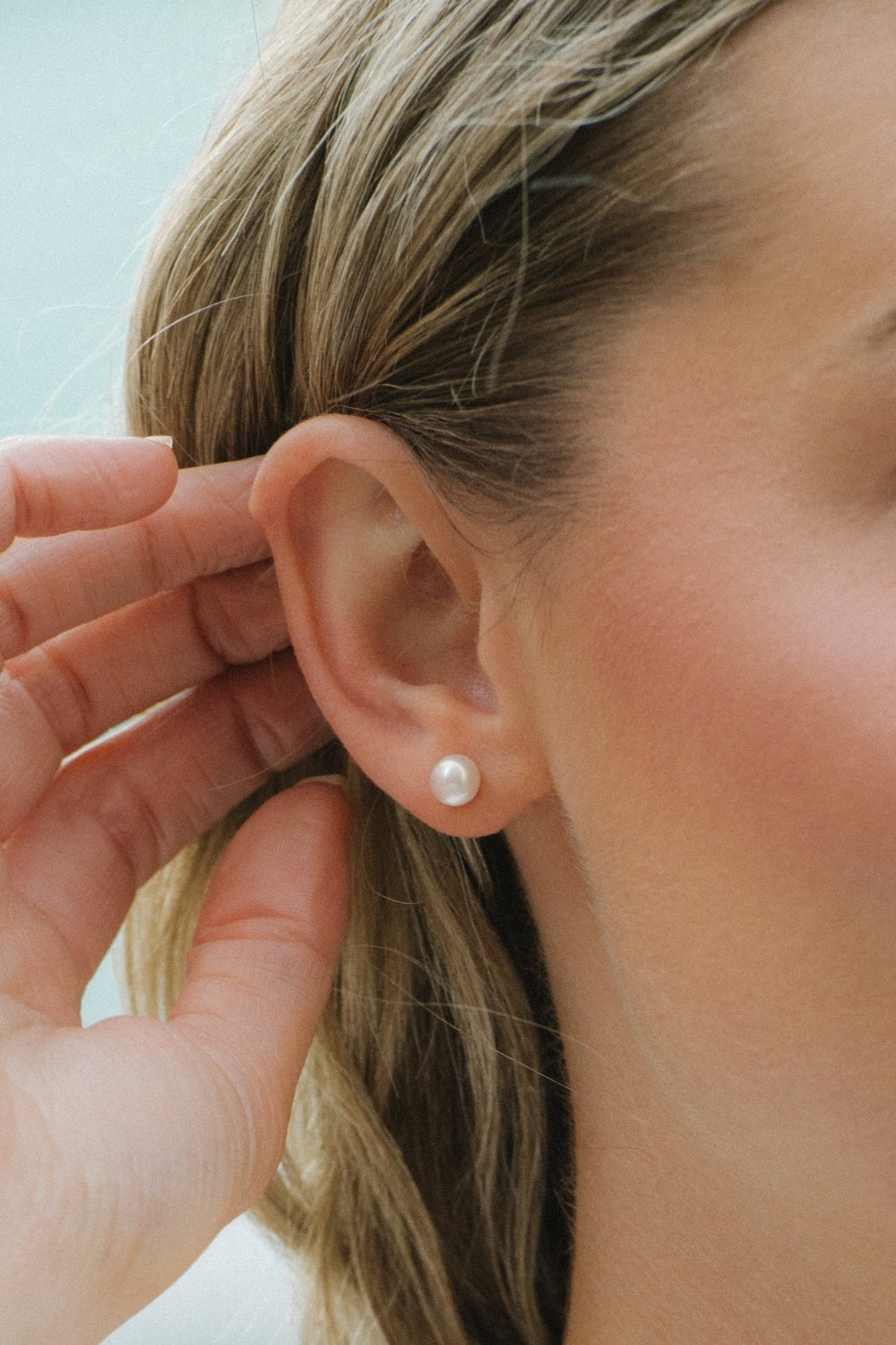 White Pearl Post Earrings