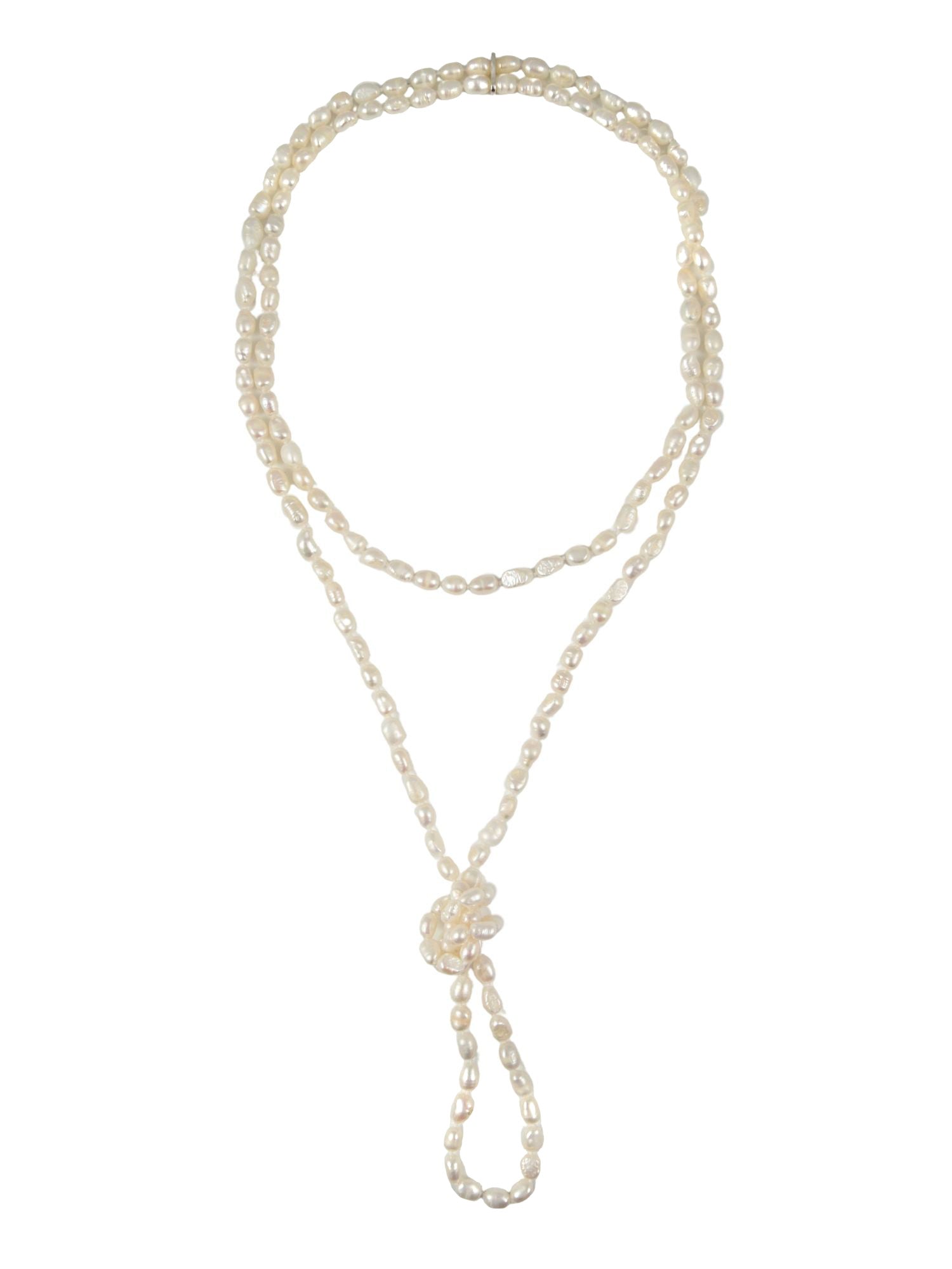 Whitney Pearl Necklace Worn long with knot