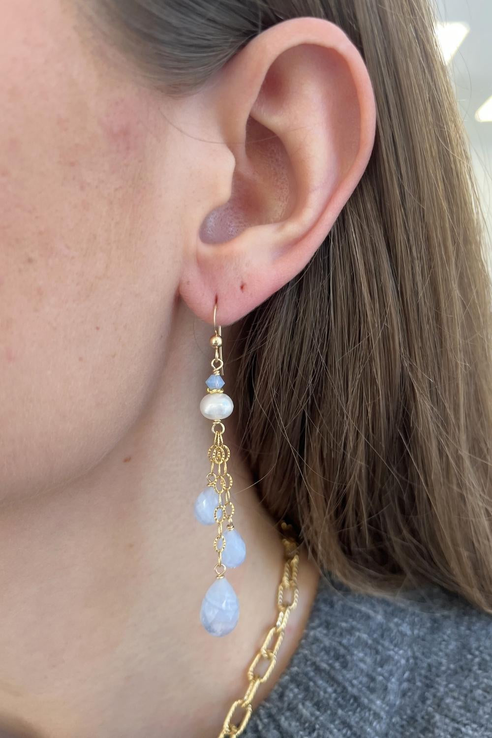 Willow Earrings in Blue Lace Agate