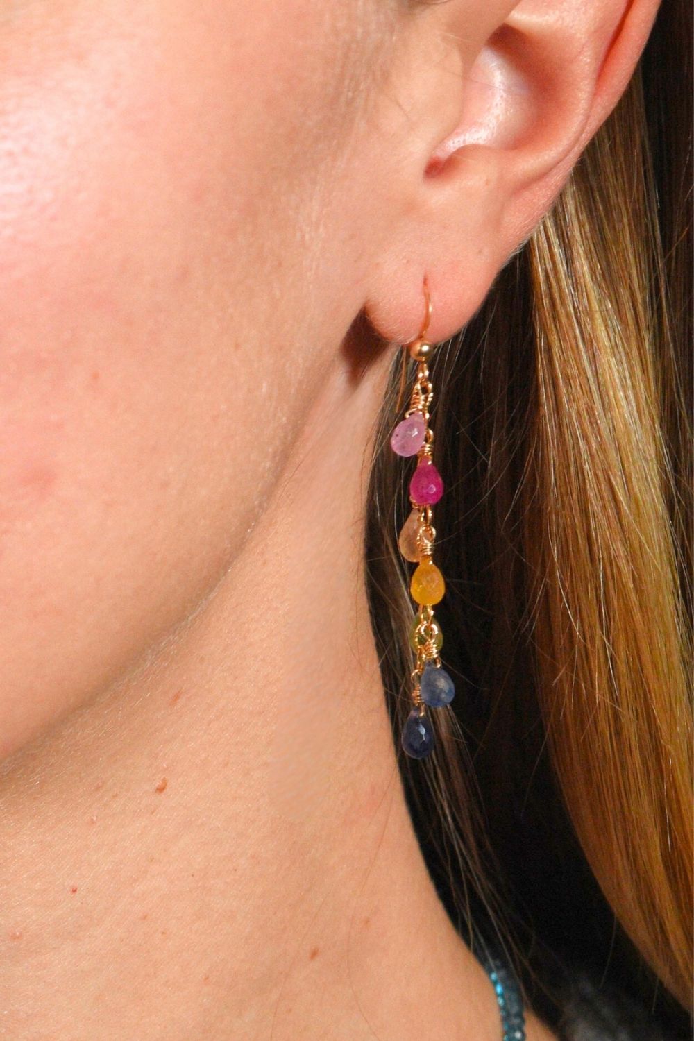 Cascading Rainbow Sapphire Earrings