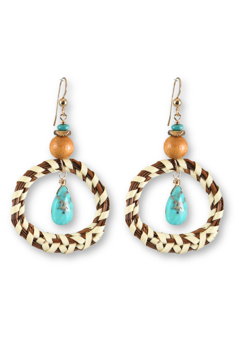 Turquoise Sweetgrass Hoop Earrings