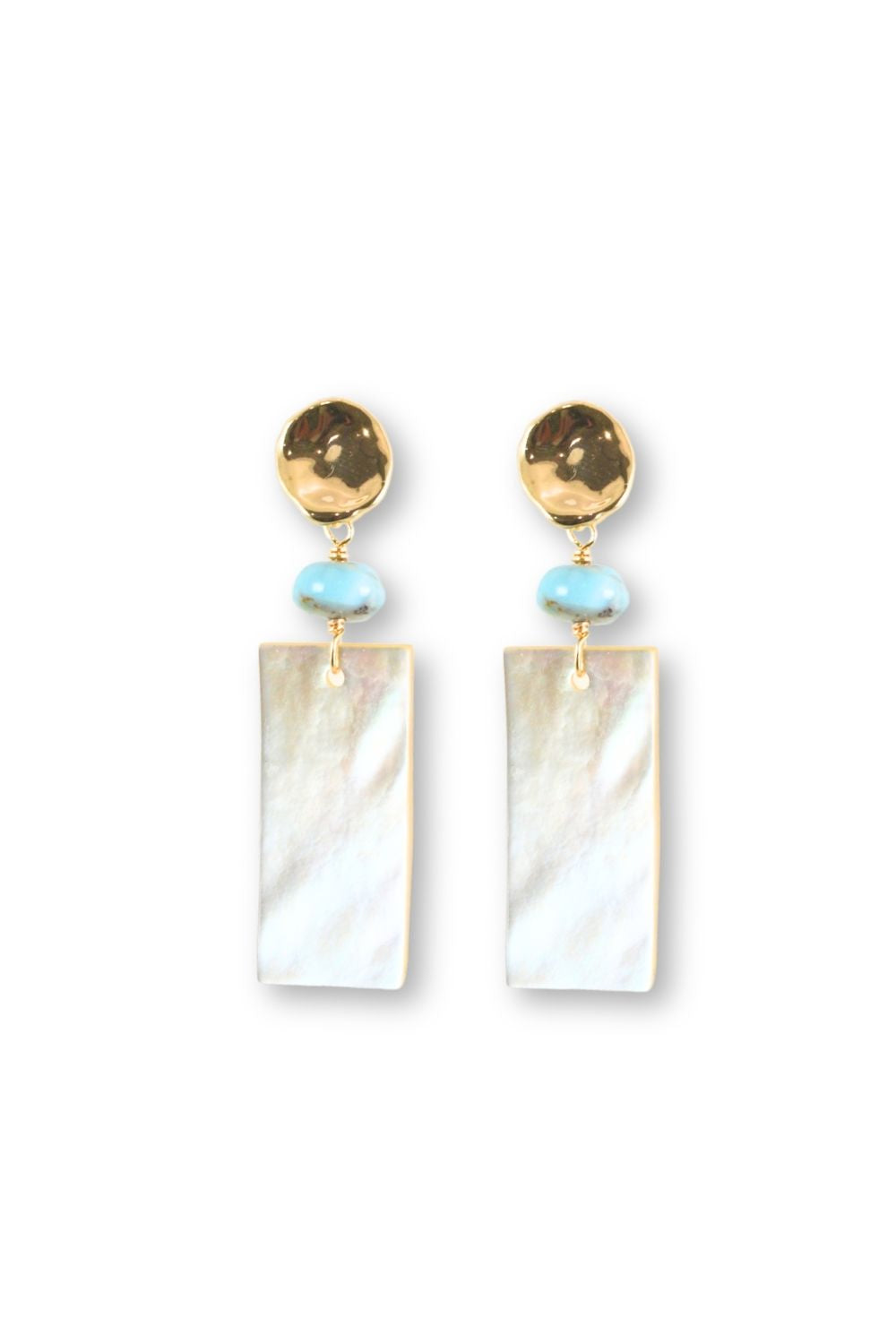 Mother of Pearl and Larimar Earrings