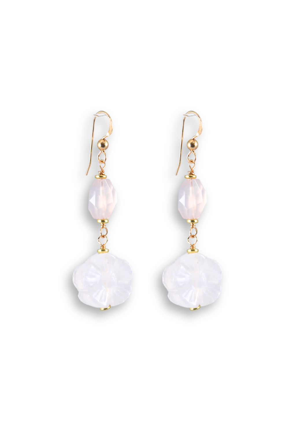 Rose Quartz Flower Earrings