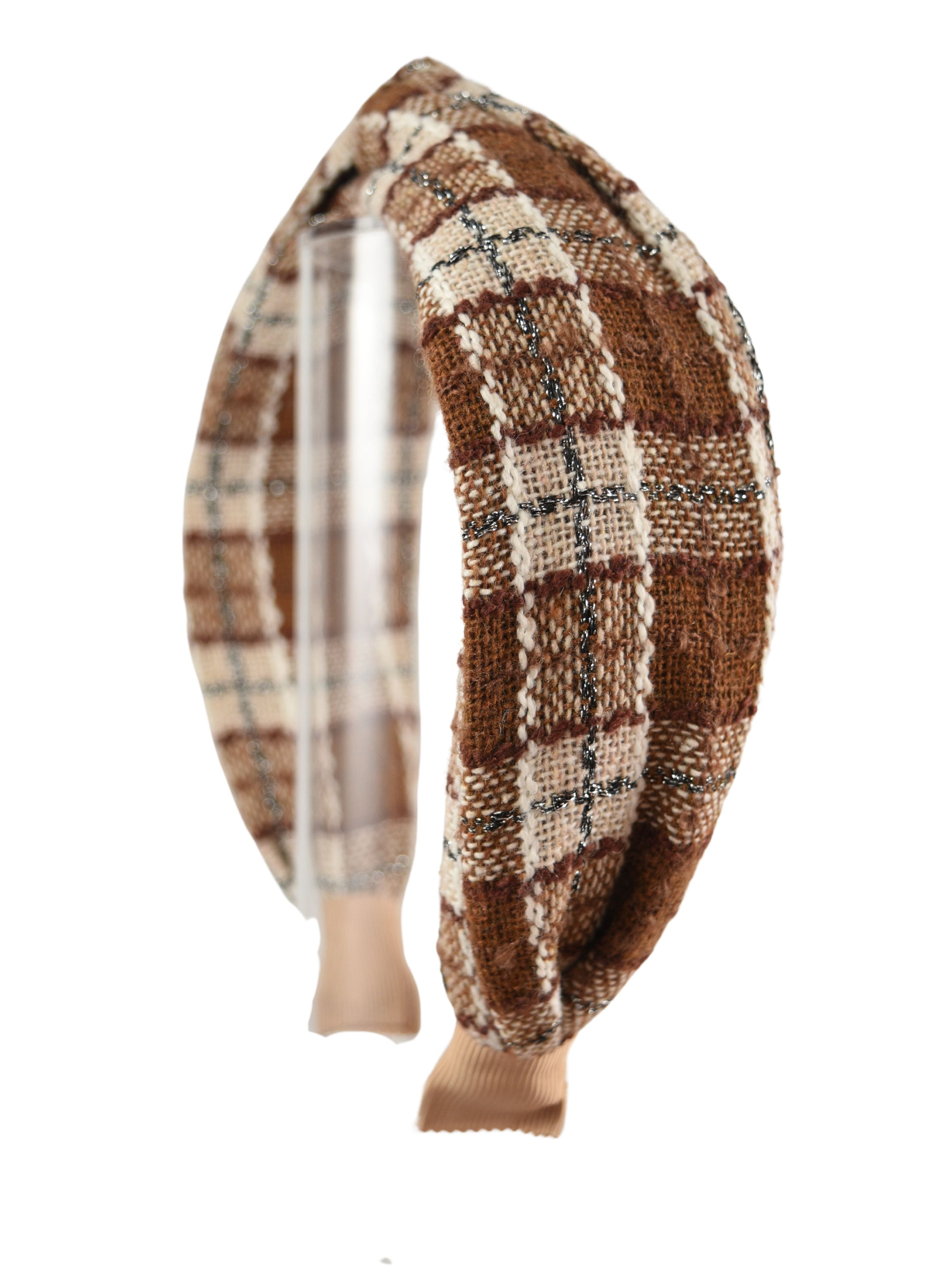 Plaid Headband in tan