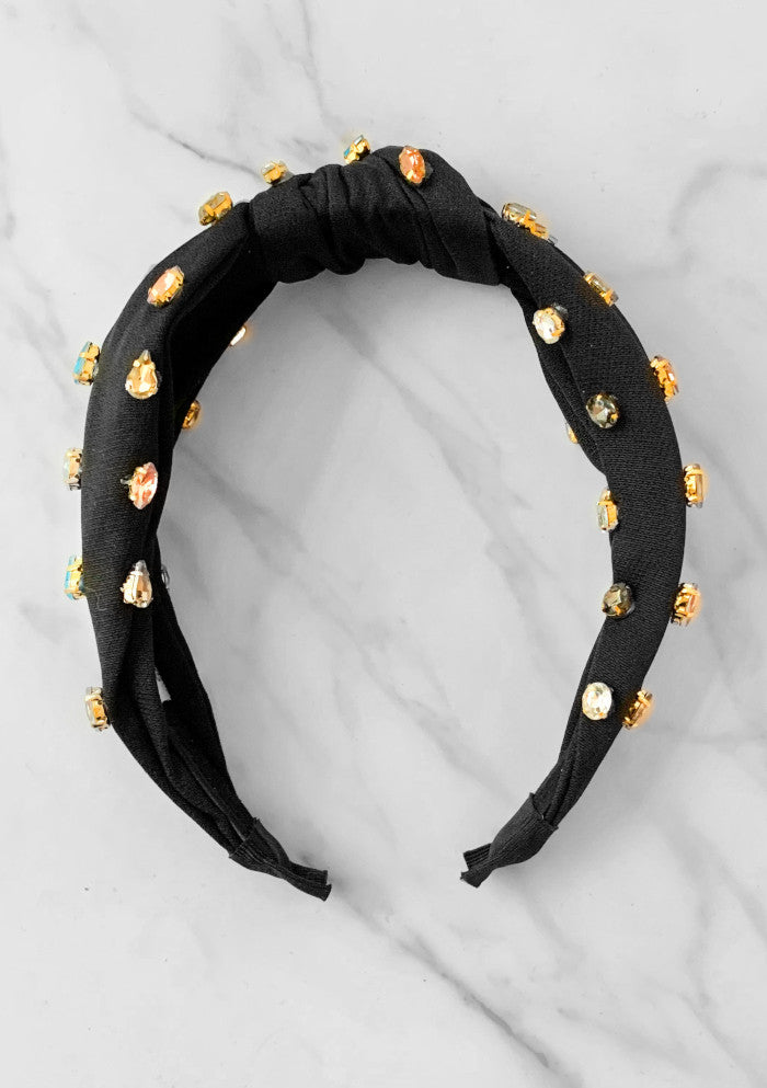 Jeweled Headband in Black