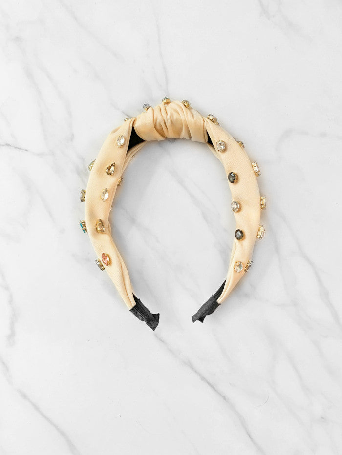 Jeweled Headband in Cream