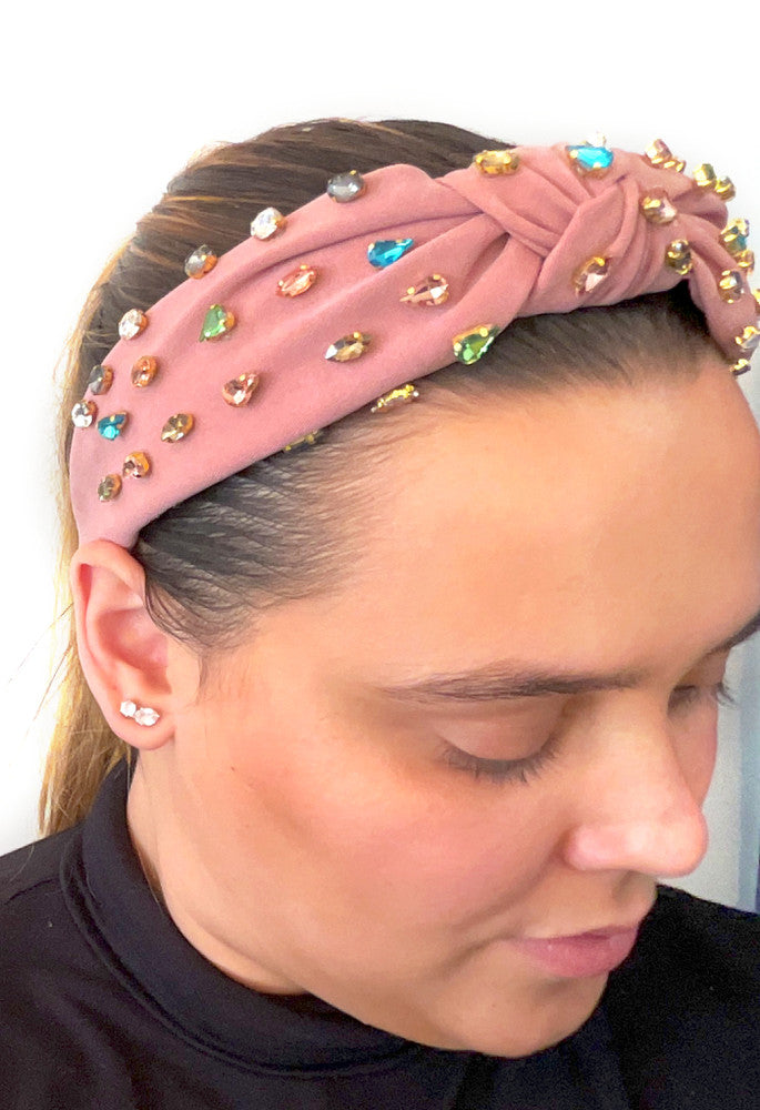 Jeweled Headband in Dusty Rose