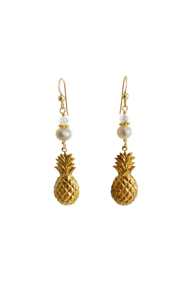 Pineapple and Pearl Earrings-Clear