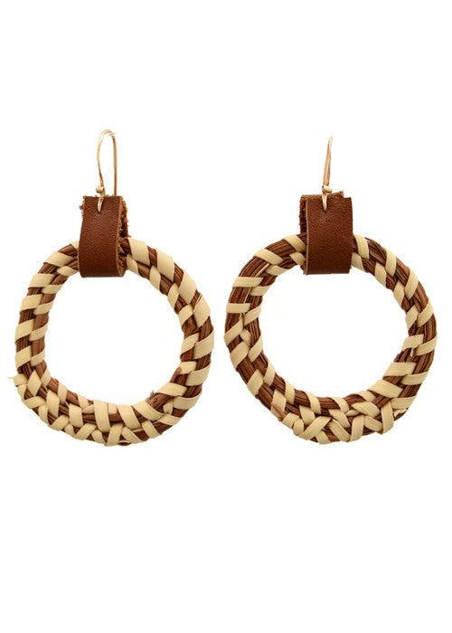 Sweetgrass Hoops with Leather