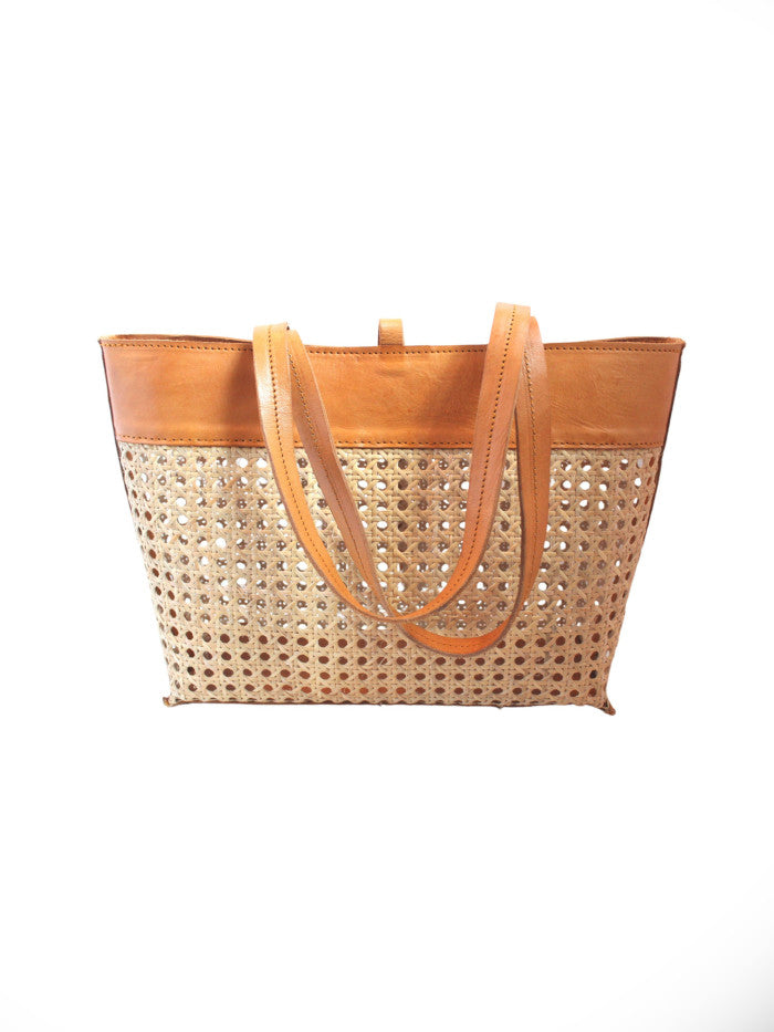 Madeline Cane Tote in Tan