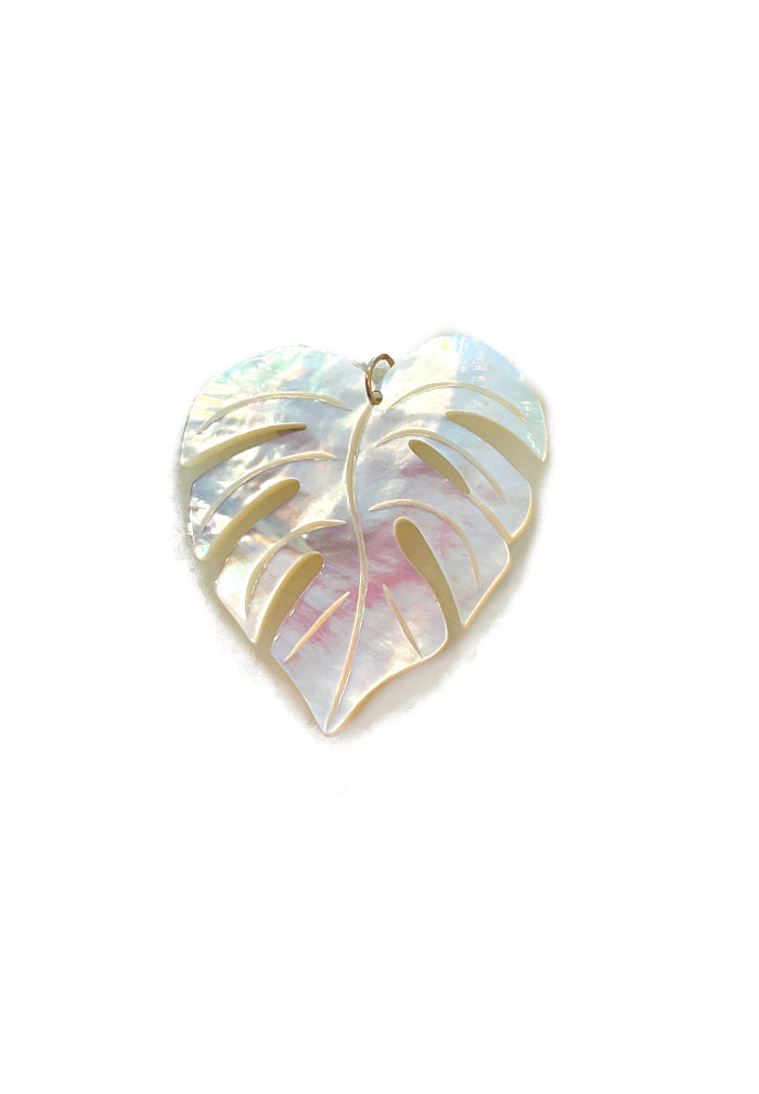 Monstera Mother of Pearl Necklace Charm