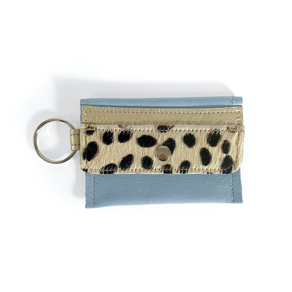 Keychain Wallet- Chambray in Cheetah